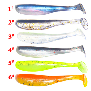 10 unids/set de goma realista suave T de cola gusano Señuelos de Pesca cebo con <span class=keywords><strong>copos</strong></span> de pesca - Product Image 3