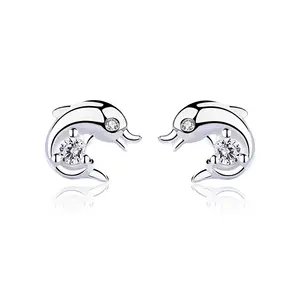 alibaba china manufacturer 925 silver lovely dolphin shape cz earrings