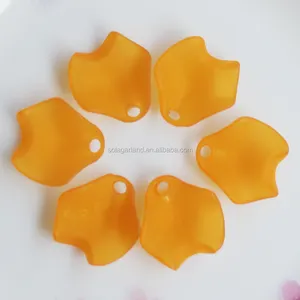 Various Colors Matt Finish Flower Petal Leaf Acrylic Beads 15mm For 3D Beaded Flower Craft Making