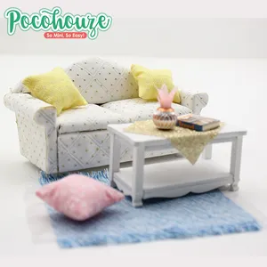 工厂供应 DIY 双沙发套现代微型娃娃房子家具出售
