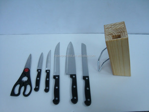 7-Piece Kitchen <b>Knives</b> Set with PP Handle and Stainless Steel Blade Rubber Wooden <b>Holder</b> for Kitchenware and Houseware - Product Image 4