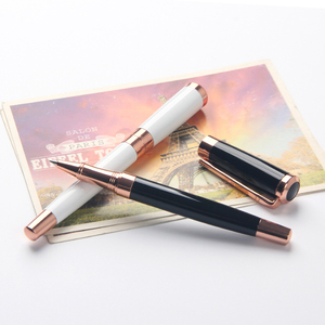 Stylo à bille roulante en métal imprimé logo personnalisé blanc noir rose doré 0.7mm largeur d'écriture cadeau d'affaires - Product Image 3