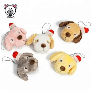Various Stuffed Animal Head Plush Toy Dog Keychain / Keyring With Hat LOW MOQ Wholesale Mini Soft Plush Christmas Dog Keychain