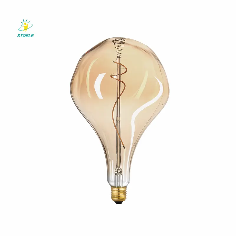 Özel PS160 PS150 PS52 Amber cam dekoratif sıcak beyaz Edison tarzı büyük Filament LED ampul