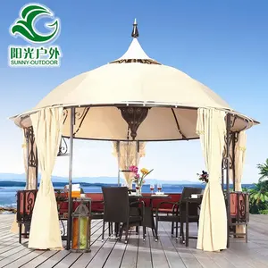 Modern Elegan Penjualan Terbaik Gazebo Tahan Angin dan Tahan Air Heksagonal dengan Tirai Luar Ruangan Tenda Pesta