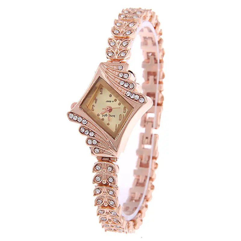 Reloj de pulsera para mujer, pulsera de joyería de diamante, cristal glod, LNW305, 2017