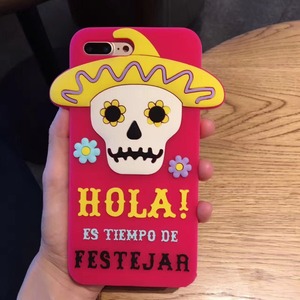México estilo 3D silicona lindo esqueleto floral patrón <span class=keywords><strong>de</strong></span> flores caso del teléfono móvil para el iPhone x 8 7 6 6 Más - Product Image 5