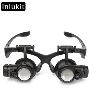 Lunettes doubles yeux LED réparation, Loupe 10x 15X 20X 25X