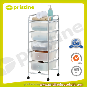 SALE <b>Shelf</b> Wholesale Taiwan Household Storage Furniture Manufacturer Office Trolley White 5 Tier Plastic Drawer Cart - Product Image 4