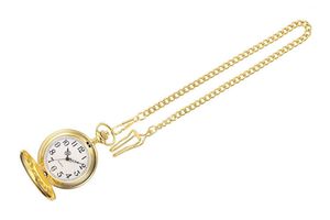 قلادة قلادة جديد مرآة الذهب حالة الرجال التناظرية الكوارتز الذهب ساعة جيب ذات سلسلة - Product Image 4