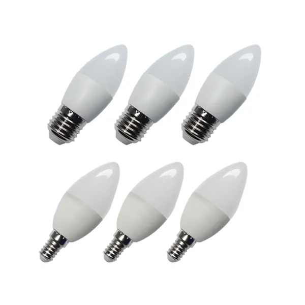 高ルーメンSMD c37 c37t 2w 3w 4w 5w 6w E14E27キャンドルライト3000k6500kプラスチックカバーアルミLED電球ランプ