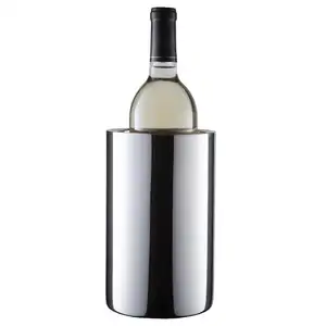 Toptan alüminyum kova dekoratif-Şarap şişesi soğutucu chiller paslanmaz çelik çift duvarlı buz kovası paslanmaz çelik silindir tipi çift duvarlı buz kovası buz kovası