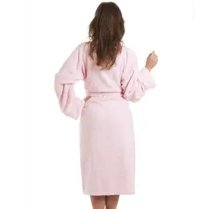 Womens Ladies Bath Towel Robe Cotton Terry Home Dressing Gown Light Pink Women 100% Cotton Towelling Hotel Robes