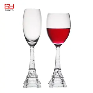 handblown clear high white eiffel tower shaped stem unique patent white wine glass