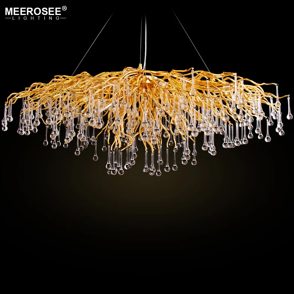 MEEROSEE New Arrival Golden Iron Chandelier Hotel Lighting 2019 Hot Selling Gorgeous Chandeliers Hanging Pendant Lamp MD8027