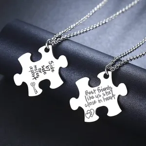 Daochong Custom 2 Pcs Bff Necklace Side By Side Or Miles Apart Best Friend Necklaces Set Sterling Silver