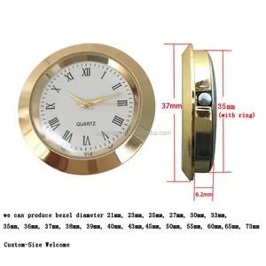 Đồng Hồ Chèn Kim Loại Bezel Vàng/Bạc Màu Nhật Bản Phong Trào Bên Trong