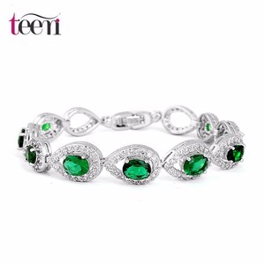 Teemi Glam Luxe misterioso color esmeralda CZ Gota de Agua conectado pulsera - Product Image 1