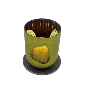 Venta al por mayor vintage hecho a mano y <span class=keywords><strong>bar</strong></span> uso verde frasco de vidrio vela - Product Image 3