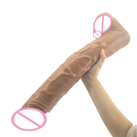 FAAK Dildo Gigante de Plástico Súper Grueso 50.5 cm * 8.7 cm Pene Realista Negro Grande y Fuerte de PVC Enorme
