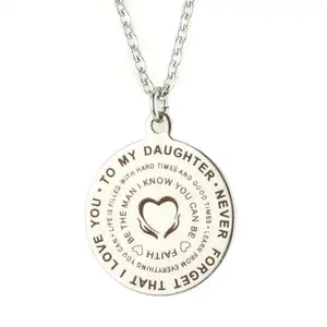 Inspirational Gift to My Daughter Never Forget That I Love You Stainless Steel Dog Tags Key Chain Necklace