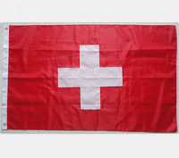 Prêt à Expédier 100% Polyester 3x5ft Stock Rouge Blanc Croix Suisse Drapeau