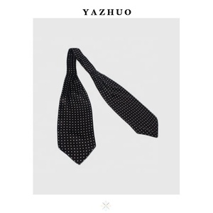 Corbata <span class=keywords><strong>Ascot</strong></span> de sarga de poliéster, diseño de puntos en blanco y negro de alta calidad - Product Image 1
