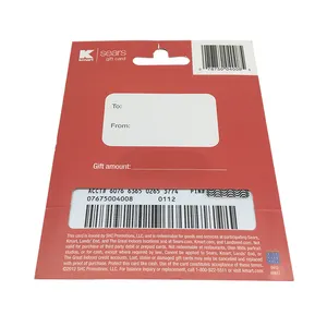 Штрих-код, ПВХ пластиковый держатель для карт с картонным/бумажным подарочным держателем для карт