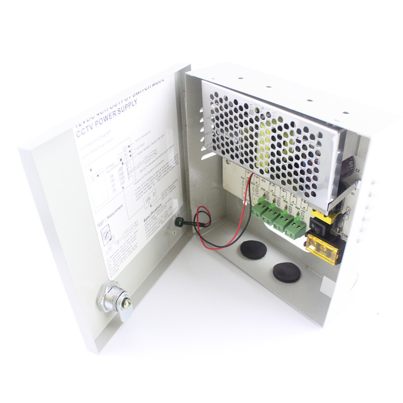 Múltiples 9ch salida CCTV cámara de conmutación de alimentación caja de distribución 80 W AC 110/220 V DC24V 3.3A SMPS