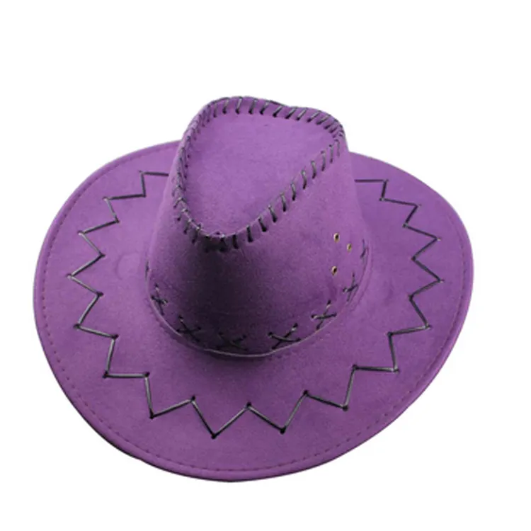 Fábrica de rosa de cuero de gamuza de adultos liso de Western americano hombre sombreros de vaquero