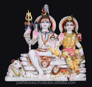 Idaux de Position du seigneur Shiv à brillance blanche Pure avec la famille assis sur le Kailash partva Blesing - Product Image 1