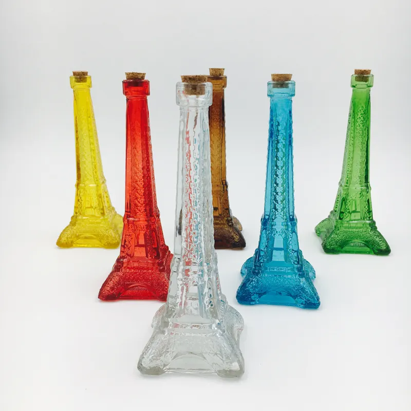 Jarrón de cristal con diseño de Torre Eiffel, jarrón de exhibición de oro de 24 quilates, rosa, diseño de modelo
