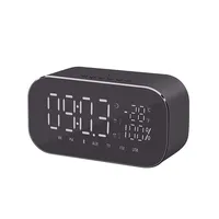 Cermin LED Jam Alarm dengan Bluetooths Speaker Nirkabel FM Radio dengan Waktu, Suhu Display Jam Meja