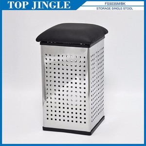 Tabouret de rangement moderne de forme carrée en cuir PVC - Product Image 1