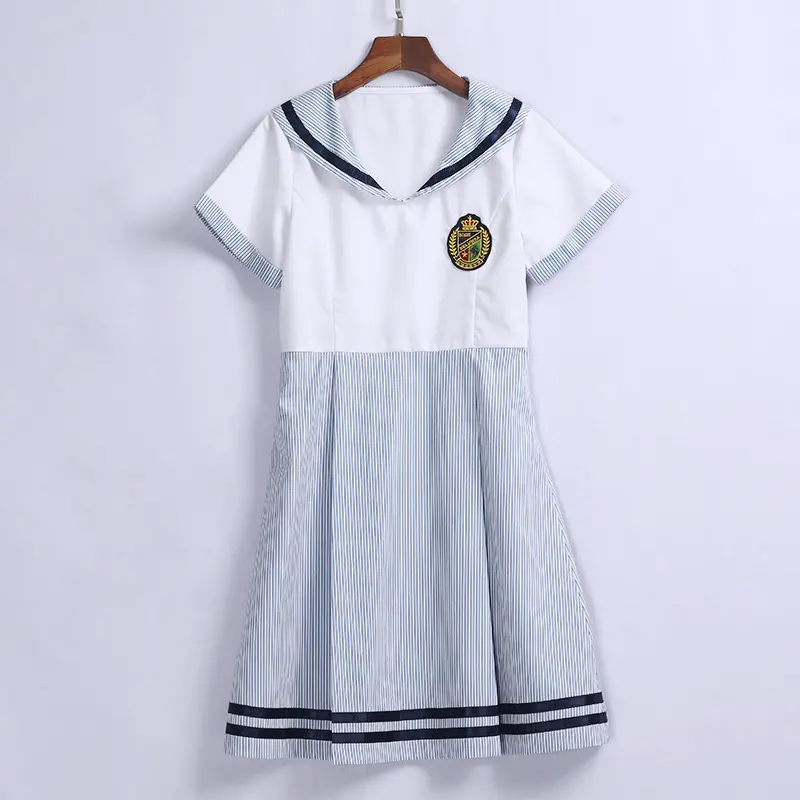 Модный дизайн, дизайнерская Лоскутная плиссированная юбка с матросским воротником для начальной школы, Детская школьная форма для девочек