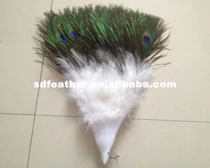 Hot Sale 28 Staves White Peacock Feather Fan Handmade Dancing Feather Fan