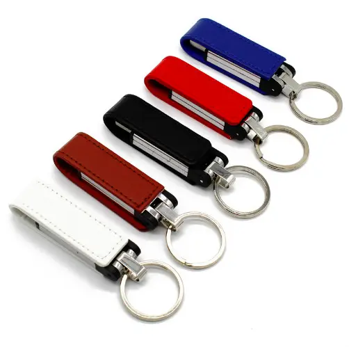 Corporate Gift Custom Logo Keychain Leather Rotate Pen drive 4gb 8gb 16gb 32gb USB Flash Drive Print