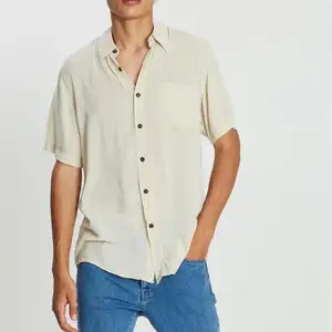 复古棉麻衬衫男式夏季衬衫纯麻短袖棉麻衬衫原宿大套衫