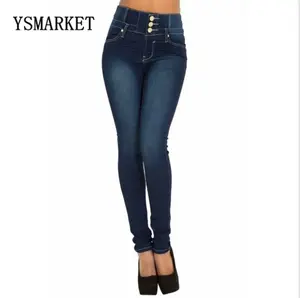 Delle donne A Vita Alta <span class=keywords><strong>Skinny</strong></span> Jeans Autunno Pantaloni della Matita Denim Stretch Vendita Calda Donne Sottili Pantaloni E228 - Product Image 1