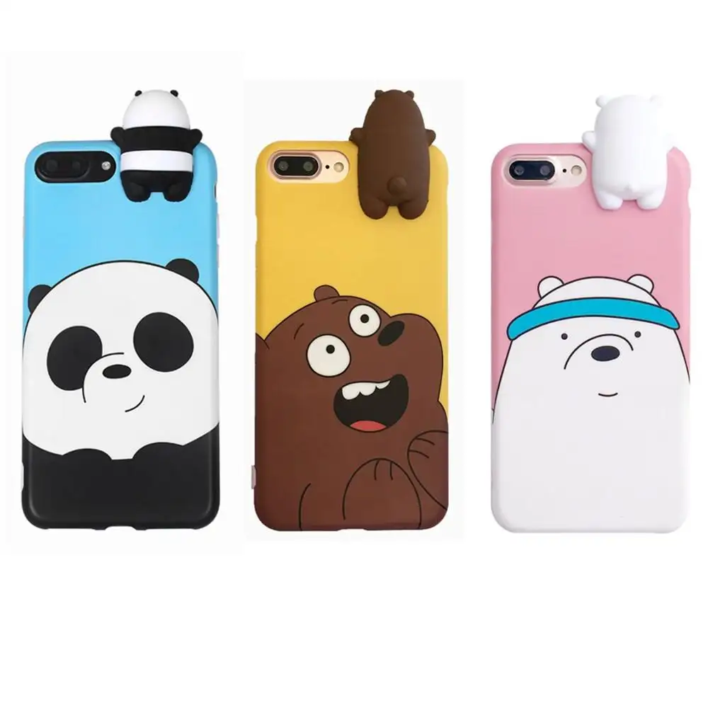 New Arrival Cute 3D Soft Bear Panda Animal Cartoon Girl Silicone Phone Case