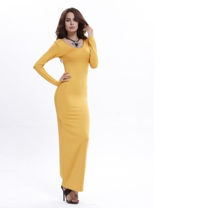 <span class=keywords><strong>Moda</strong></span> mujer manga larga bodycon maxi vestido de Partido de la ropa del tamaño - Product Image 1