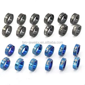 Penjualan Laris Anting Kancing Manset Berwarna Hitam/Biru Mode Anting-Anting Baja Tahan Karat 316L