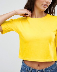 KY Vente en gros Offre Spéciale coton col rond <span class=keywords><strong>jaune</strong></span> manches courtes dames haut court T-Shirt en surdimensionné Boxy Fit femmes T-shirt - Product Image 4