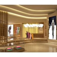 Vitrines de luxe personnalisées pour vêtements de mode, design d'intérieur en gros avec éclairage