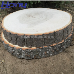 Adornos colgantes de rebanadas de madera Círculos de madera preperforados Rebanadas de troncos redondos con discos de rodajas de árbol de corteza para pirograbado grabado con láser - Product Image 6