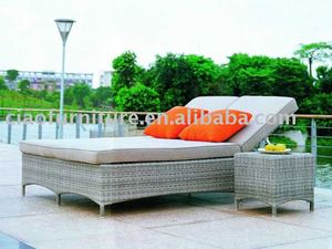 Playa <span class=keywords><strong>tumbona</strong></span> de mimbre cama salón doble de ratán al aire libre - Product Image 2