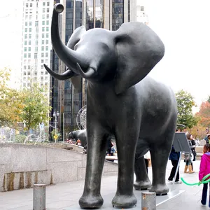 Estatua de elefante grande de metal, escultura de bronce fundido, animal