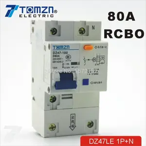 DZ47LE 1 P + N 80A C loại 230 V ~ 50 HZ/60 HZ Dư Circuit current đập vỡ với hơn hiện tại và Rò Rỉ bảo vệ RCBO