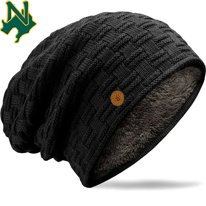 Wholesale winter hat skullies beanies fleece lined beanie hat knitted skull cap solid color warm crochet hats