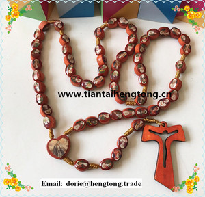 Chapelet catholique en bois avec icônes de saints, perles de prière, centre de la <span class=keywords><strong>Divine</strong></span> <span class=keywords><strong>Marie</strong></span> - Product Image 2